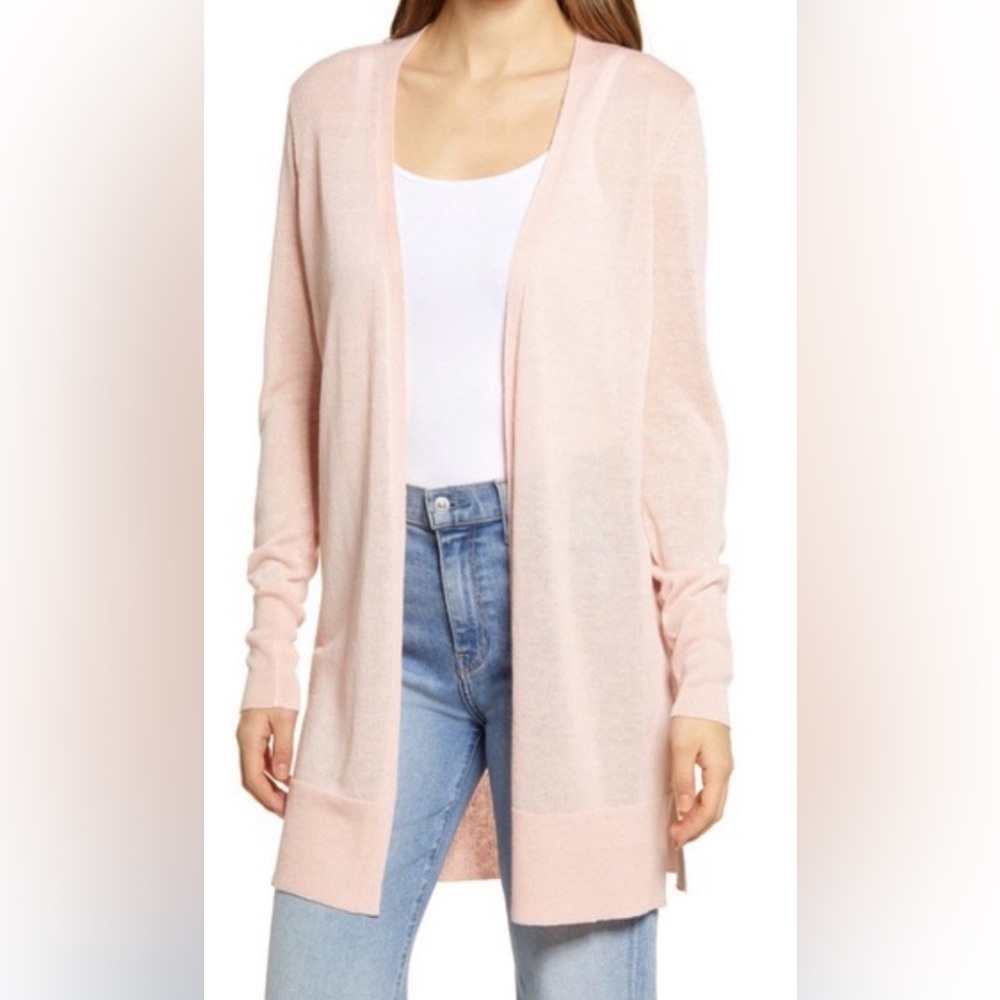 Women's Pink Open Front Cardigan